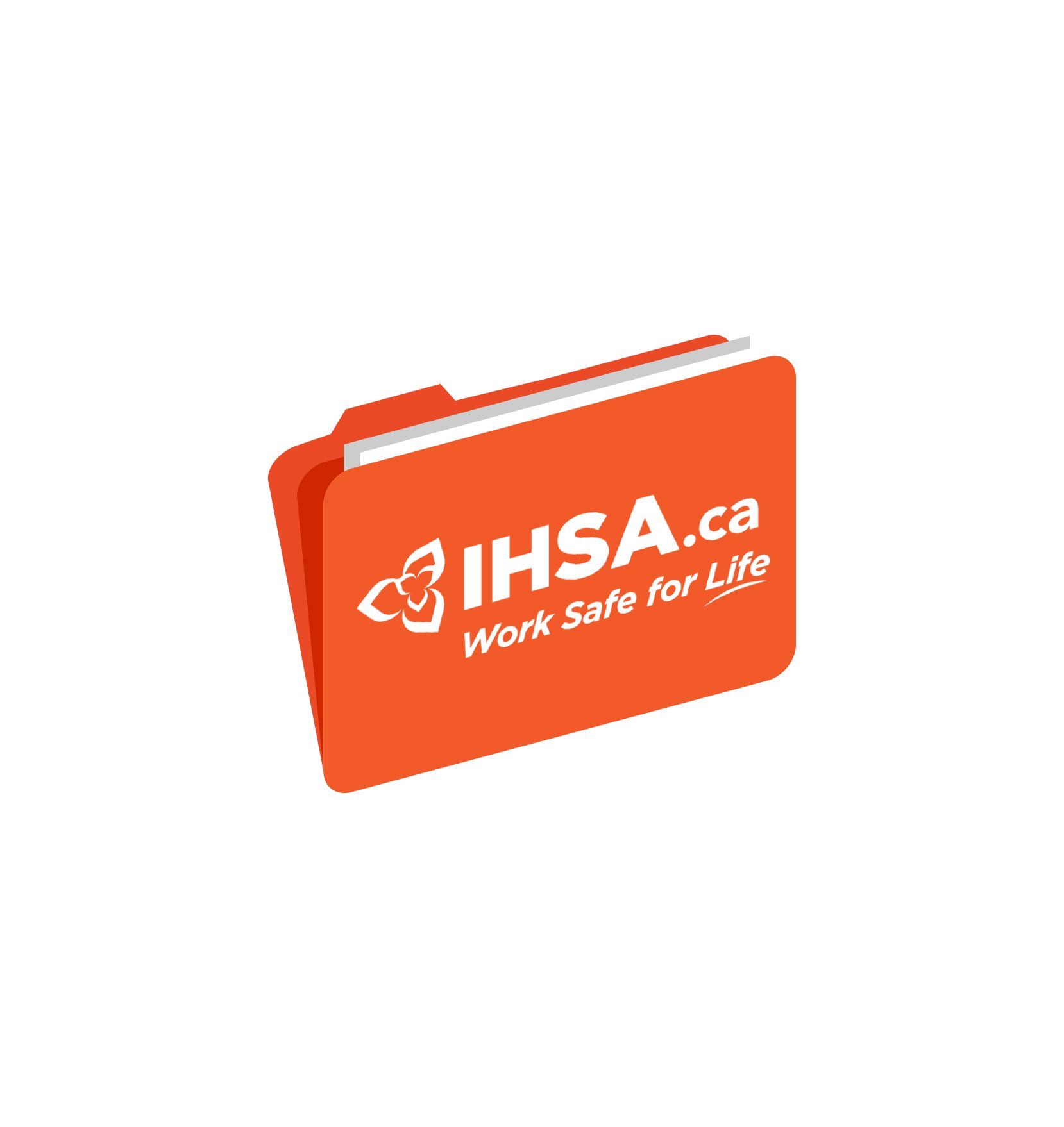 An orange folder with a white IHSA logo on the outside.