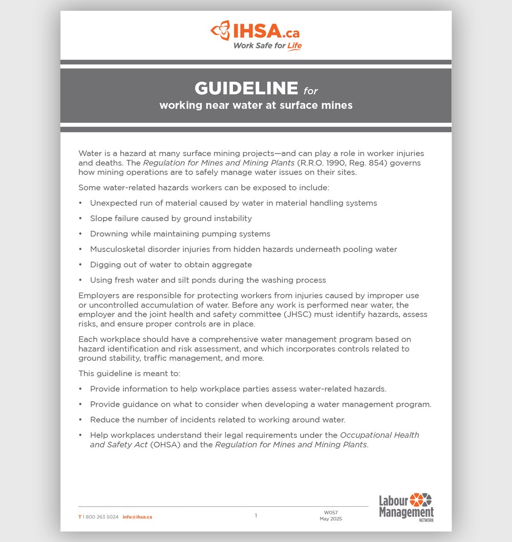 Guideline for working near water at surface mines