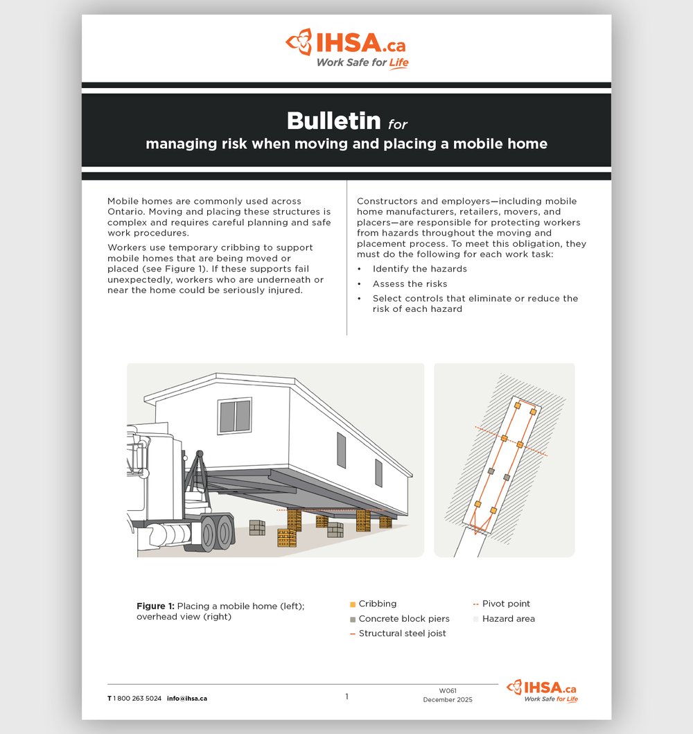 Bulletin for managing risk while moving and placing a mobile home