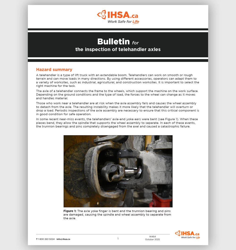 Bulletin for the inspection of telehandler axles