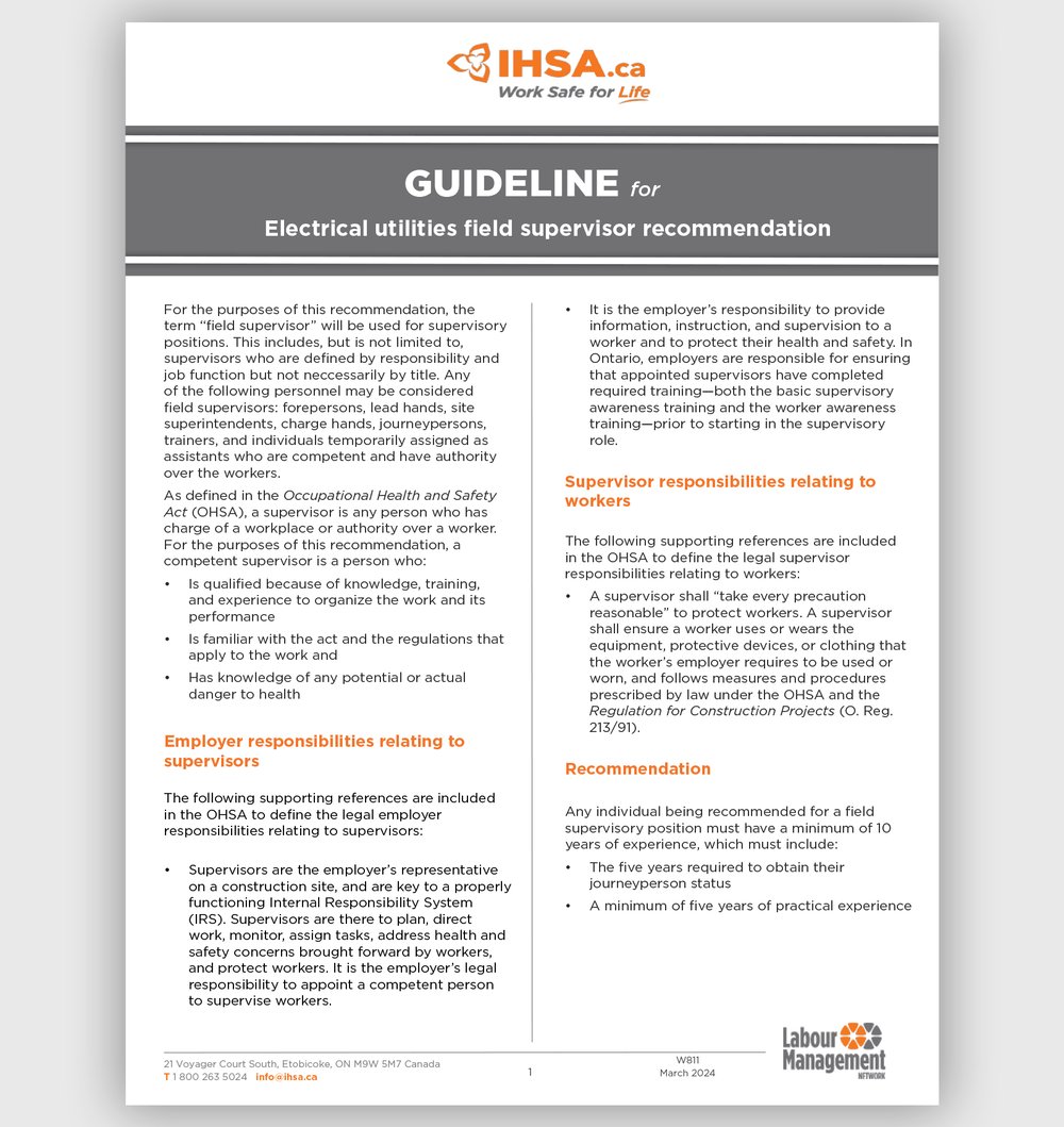 Guideline for electrical utilities field supervisor recommendation
