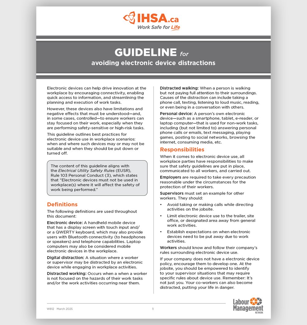 Guideline for avoiding electronic device distractions