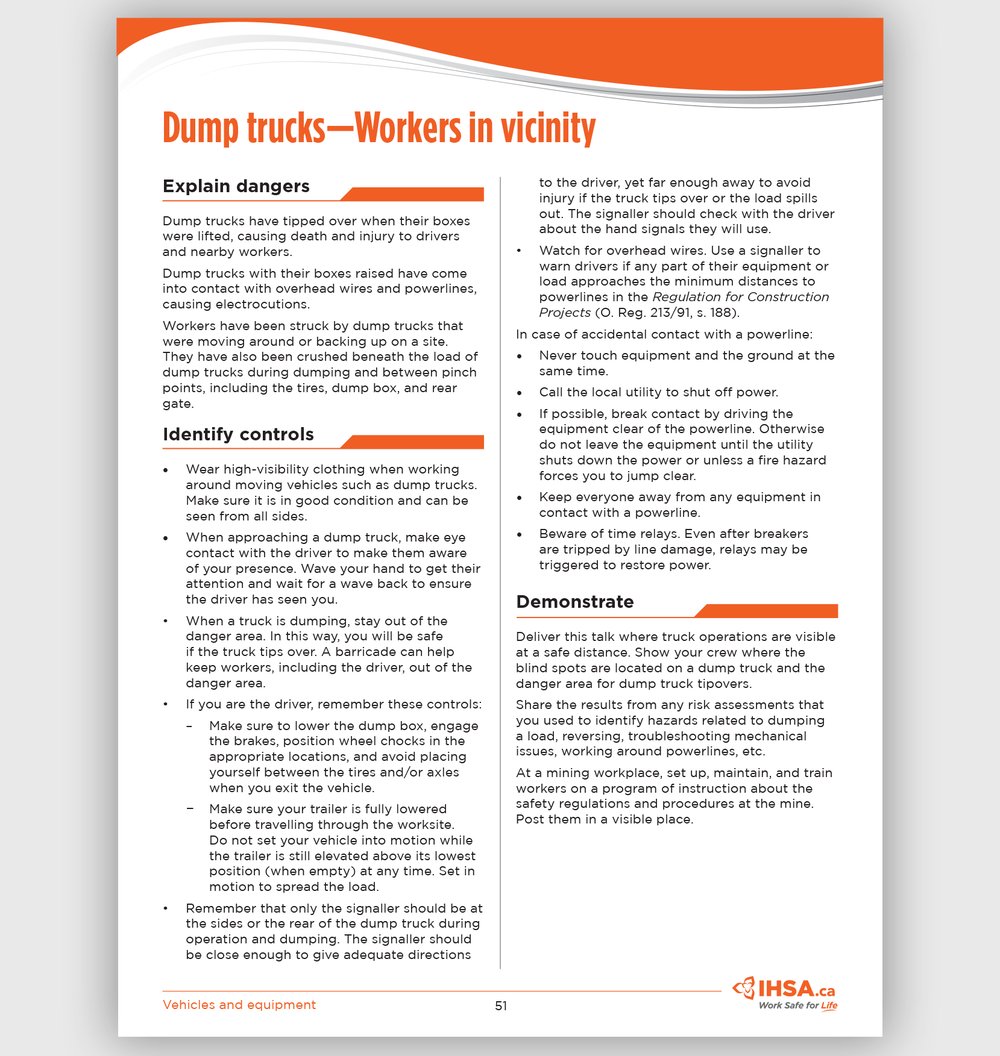 Dump trucks – Workers in vicinity